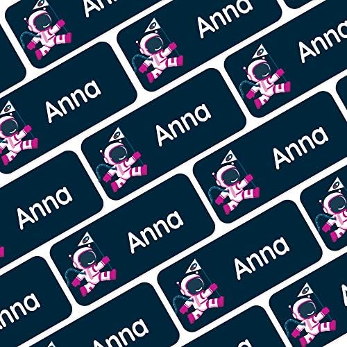 – Personalized Name Labels for Kids (120) – Waterproof & Durable Stickers for Clothing, School & Daycare Items - Space