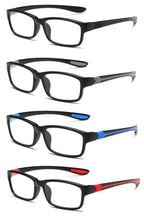 JOON-joon Reading Glasses Men 4 Pairs Ultra Light TR90 Sports Style Blue Light Blocking Readers+2.0