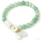 HL1971 Natural Jade Bracelet for Women Gradient Green Jade Bead Elastic Bracelet, Suitable for Christmas, Thanksgiving