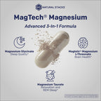 MagTech Magnesium Supplement - 3 Forms of Magnesium: Magtein L-Threonate, Glycinate & Taurate - 200mg Chelated Magnesium Complex - Supports Relaxation & Brain Health - 180 Capsules
