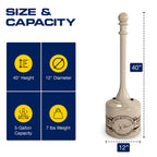 Eagle Cigarette Butt Receptacle, 5 Gallon Capacity, Beige