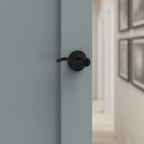 Kwikset Balboa Entry Door Handle with Lock and Key, Secure Keyed Reversible Lever Exterior, Doorlock, For Front Entrance and Bedrooms, Matte Black, Pick Resistant Smartkey Rekey Security