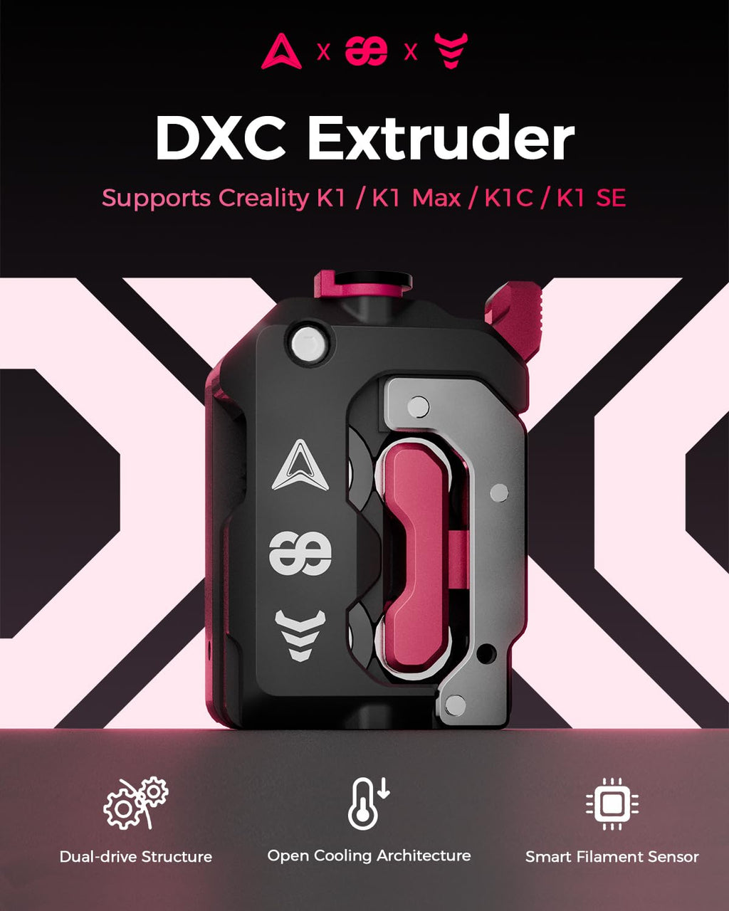 Creality Official DXC Extruder, Upgrade K1 Max/K1C/K1 SE/K1 Extruder Kit with Innovative Gear Design and Smart Filament Break Detection, 3D Printer Accessories for K1 Series