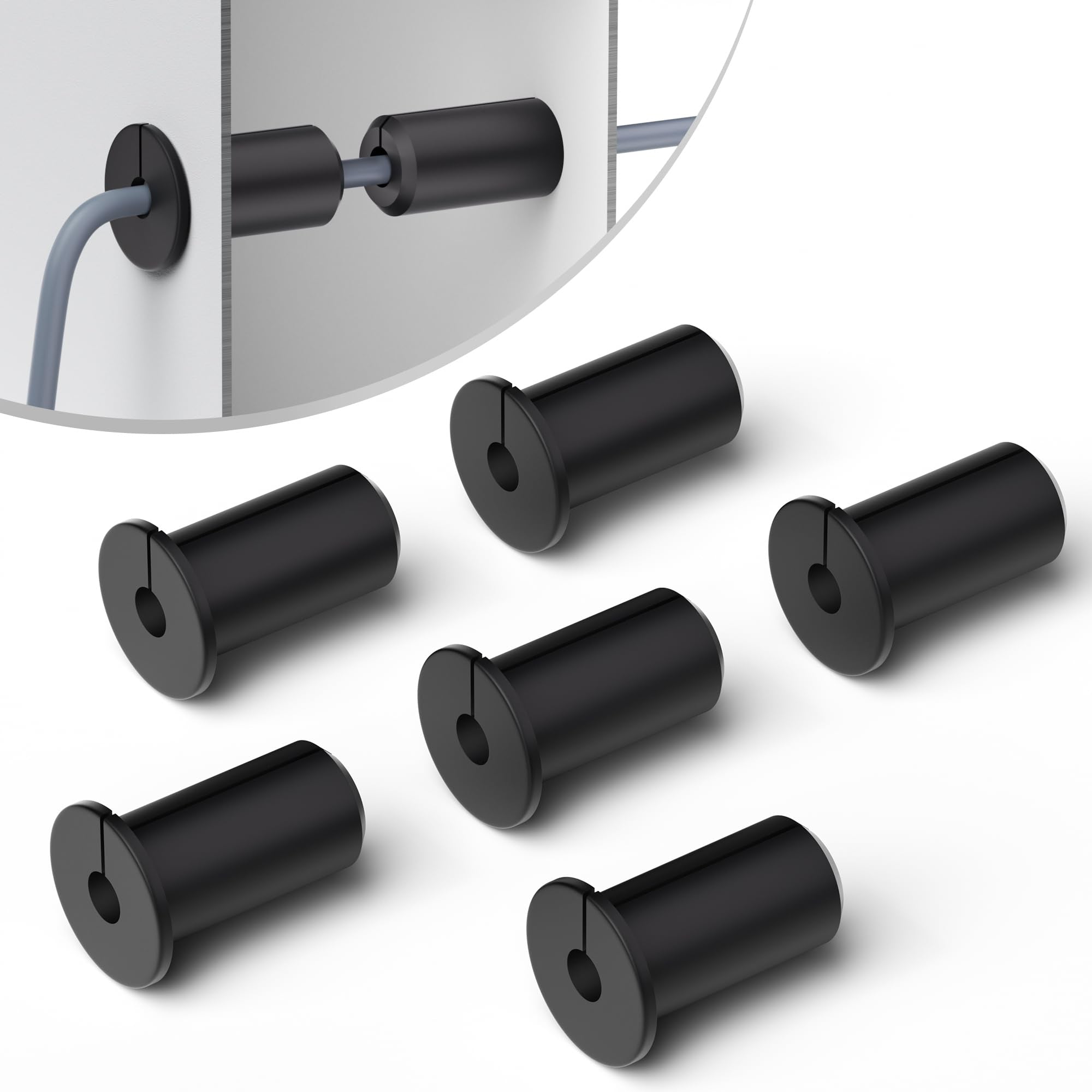 6 Pack Starlink Wall Grommets - 3/4 Inch Rubber Bushing Grommet for Starlink Dishy Ethernet Cable - 19mm Hole - Waterproof Cable Routing Kit - Black