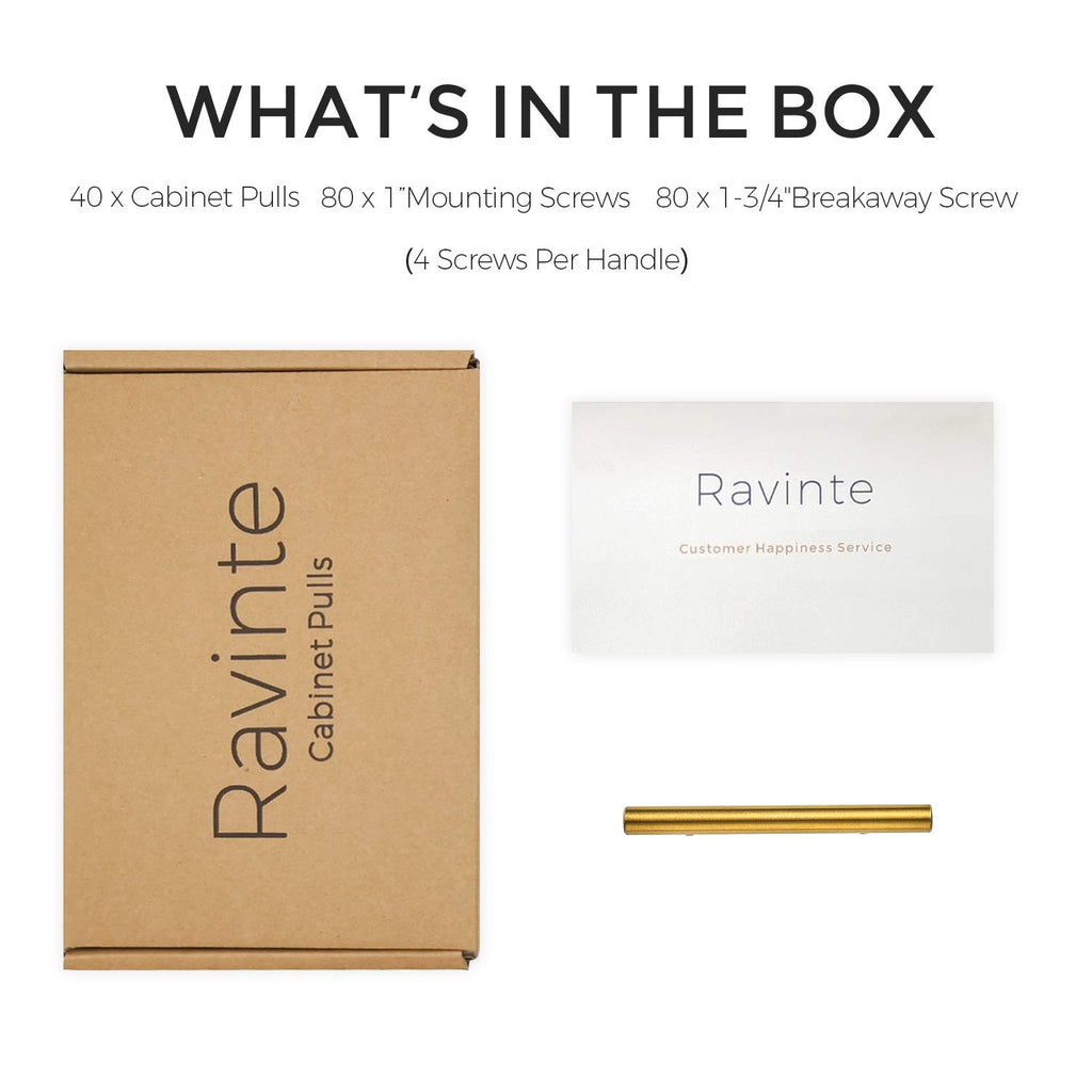 Ravinte 40 Pack 6 inch Cabinet Pulls Brushed Brass Stainless Steel Kitchen Drawer Pulls Cupboard Handles Cabinet Handles 3.75” Hole Center