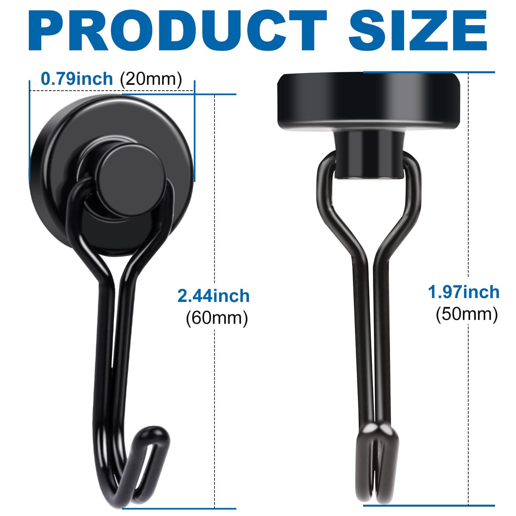 E BAVITE Swivel Swing Magnetic Hooks 40LBS Black Refrigerator Magnet Hook