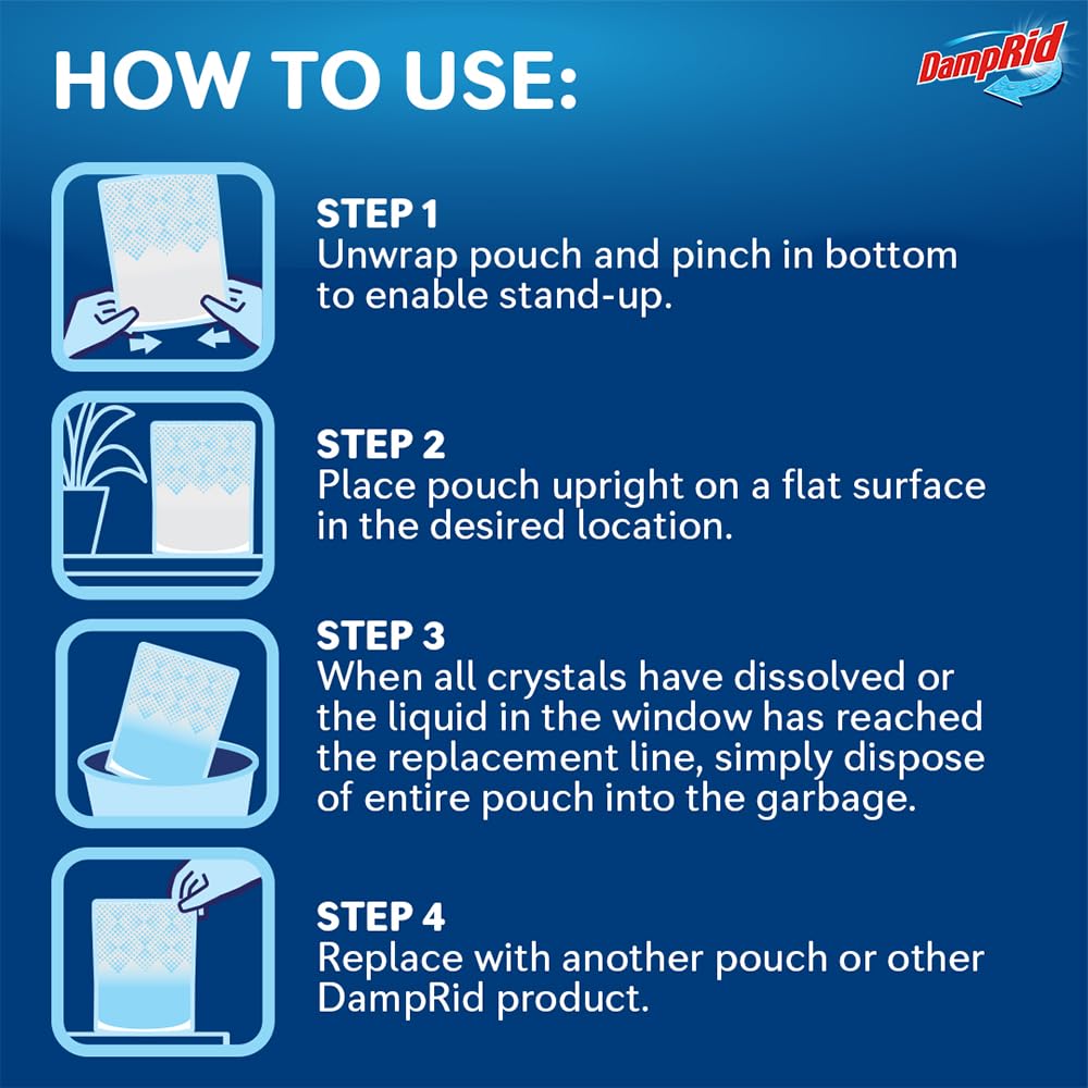 DampRid Fresh Scent Single-Use Pouch Moisture Absorber, 6-Pack