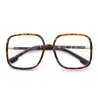 BIGGY Oversized Square Blue Light Blocking Glasses - Ultralight Anti Eyestrain | Reduce Eye Strain Nerd Glasses, Reading book/TV/Computer/Gaming Frames for Women Men, Anti UV (rectangle leopard)