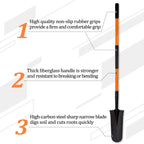 VNIMTI Heavy Duty Shovel with Fiberglass Handle for Digging and Gardening, Metal, 58 Inches