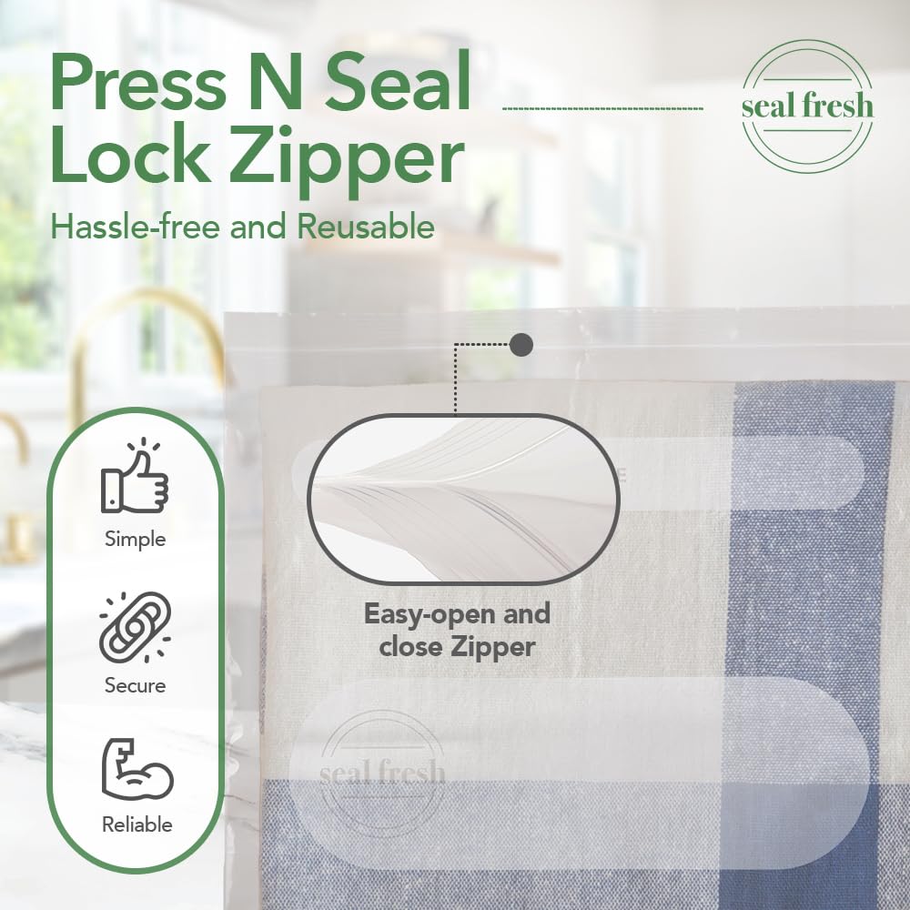 Seal Fresh 3 Gallon Large Plastic Storage Bags – 16" x 18" (15 Count) – Reusable XXL Extra Large Clear Jumbo Zip Bags with Sealable Zipper Top For Clothes, Travel, Moving