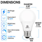 Energetic 60W Equivalent, A19 LED Light Bulb, 5000K Daylight, E26 Medium Base, Non-Dimmable LED Light Bulb, 8W 760lm, ETL Listed 4 Pack