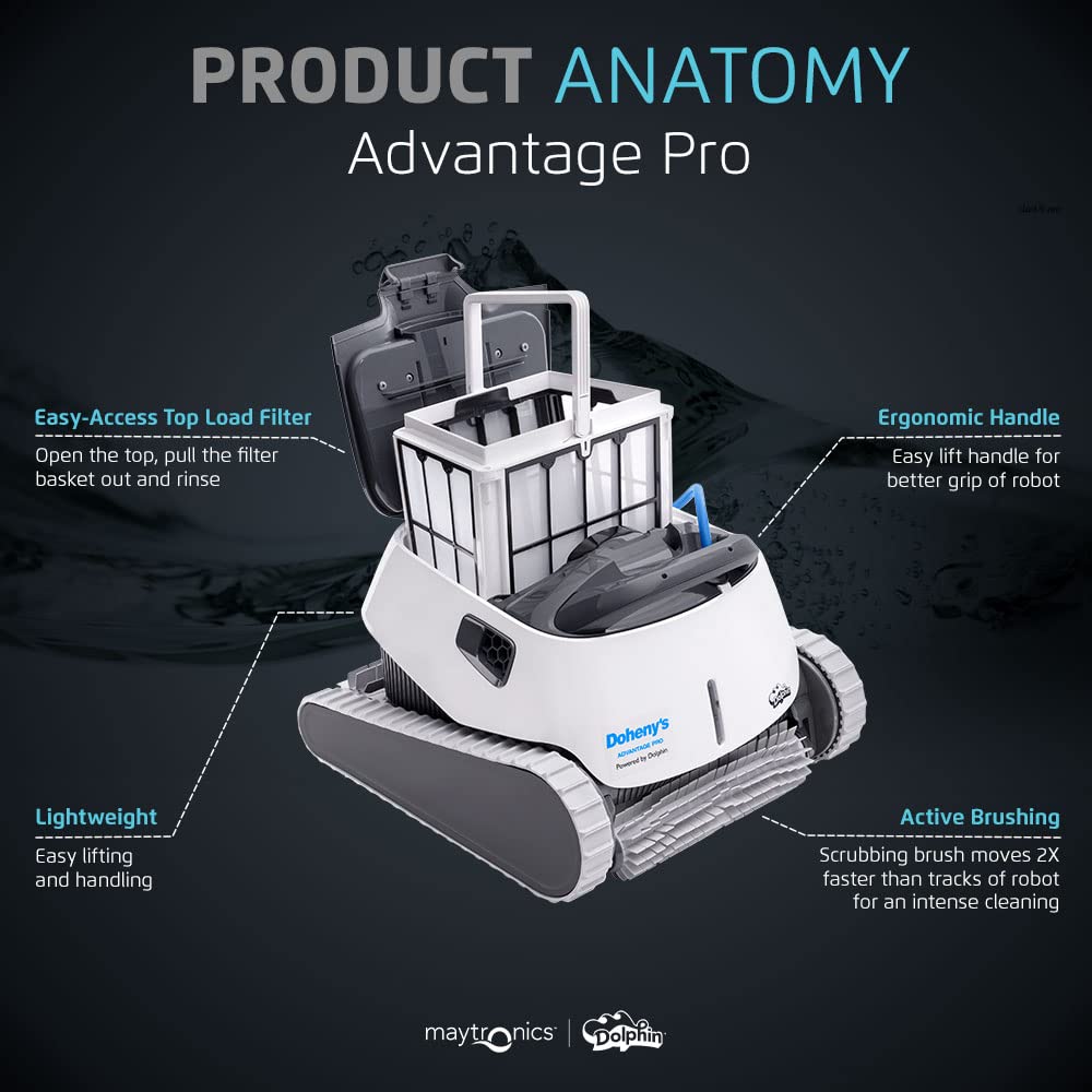 Dolphin Advantage Pro Wi-Fi Automatic Robotic Pool Vacuum Cleaner, 1-Hour Quick Clean, Waterline Scrubber Brush, Ideal for In-Ground Pools up to 50 FT in Length