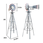 Outvita 8FT Gray Metal Ornamental Windmill Weather Vane