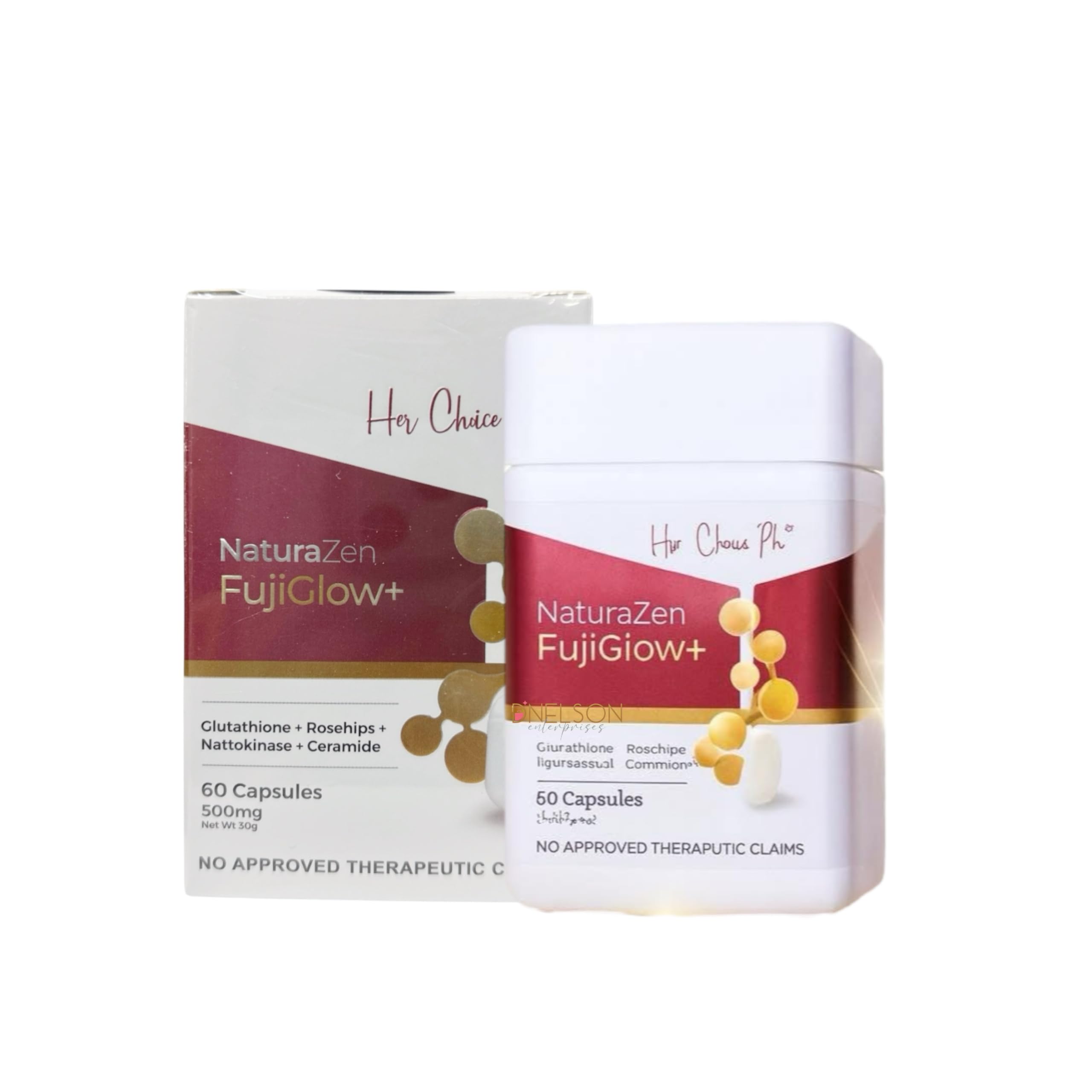 Her Choice PH NaturaZen FujiGlow+ Glutathione with Rosehips, Nattokinase, Ceramide & Inositol – 60 Capsules (500mg)