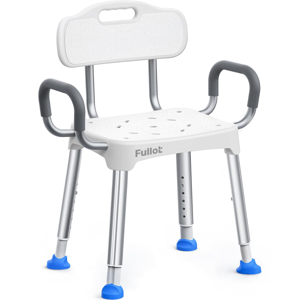Widened Shower Chair for Inside Shower with Back & Arms,400 lbs Heavy Duty & Adjustable Shower Chair for Elderly and Disabled, Non-Slip Shower Seat, Tub Bath Chair, Tool-Free