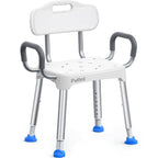 Widened Shower Chair for Inside Shower with Back & Arms,400 lbs Heavy Duty & Adjustable Shower Chair for Elderly and Disabled, Non-Slip Shower Seat, Tub Bath Chair, Tool-Free