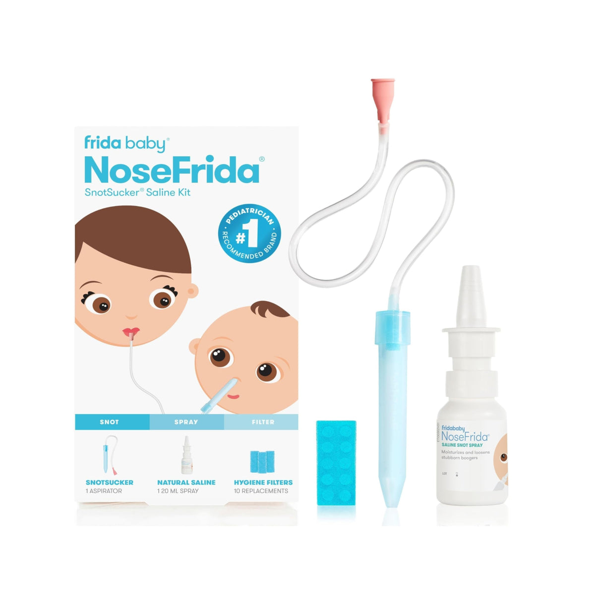 Frida Baby Saline Kit, Cold & Flu 12pc Set with NoseFrida Nasal, 0.68 fl oz