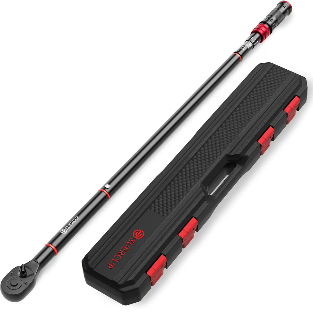 SUERCUP 3/4-inch Drive Click Torque Wrench, 100-850ft.lb/135.5-1151.8Nm Adjustable 48 Tooth Drive Click Torque Wrench with Buckle for Car, Truck Maintenance and Product Assembly