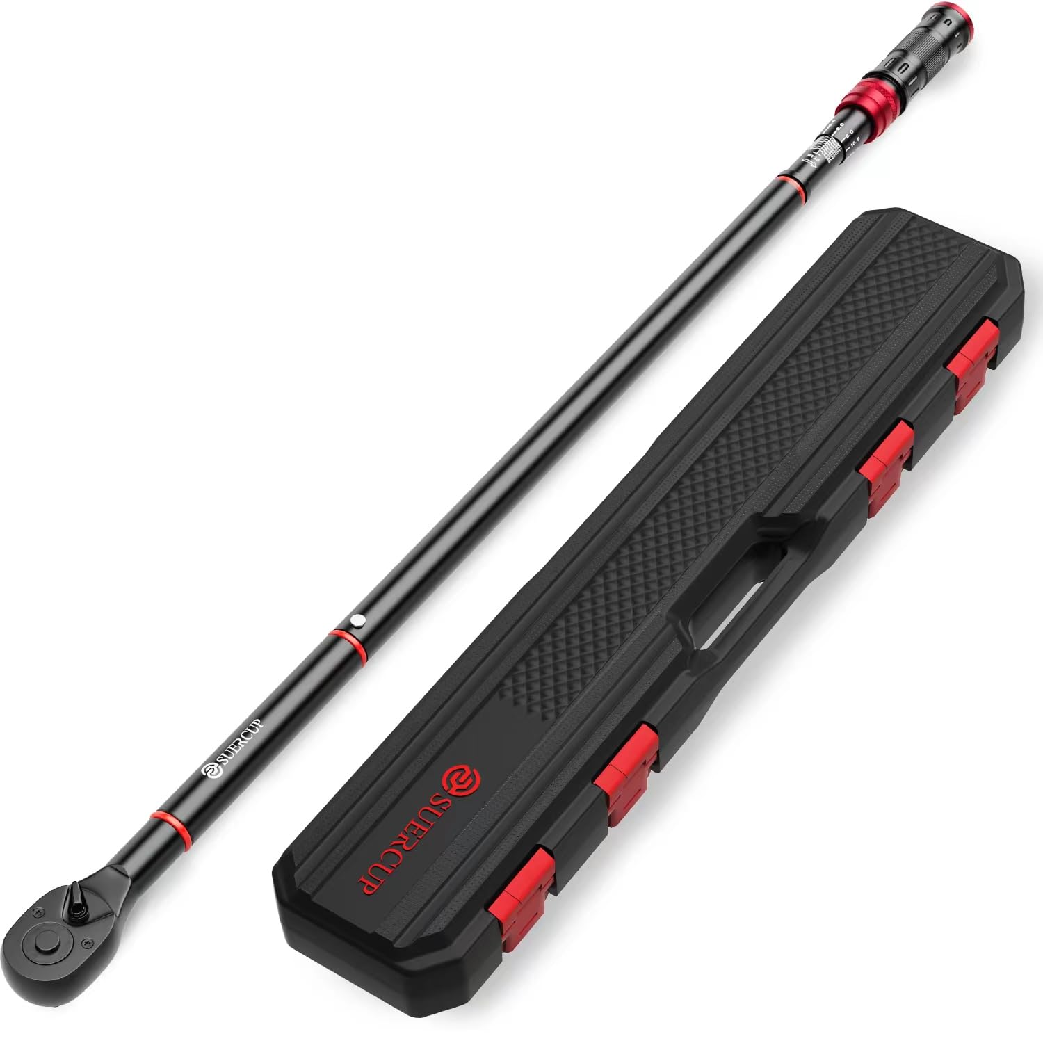SUERCUP 3/4-inch Drive Click Torque Wrench, 100-850ft.lb/135.5-1151.8Nm Adjustable 48 Tooth Drive Click Torque Wrench with Buckle for Car, Truck Maintenance and Product Assembly