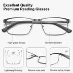 EYECEDAR 5 Pack Reading Glasses Men Metal Spring Hinges with Blue Light Blocking Eyeglasses Computer Readers for Men 1.5