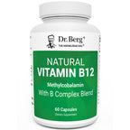 Dr. Berg Natural Vitamin B12 1000 mcg with B Complex Blend - Methylcobalamin B12 for Energy, Nerve Health, and Cognitive Function* - Methylated B12 with Folate - 60 Capsules (2-Month Supply)