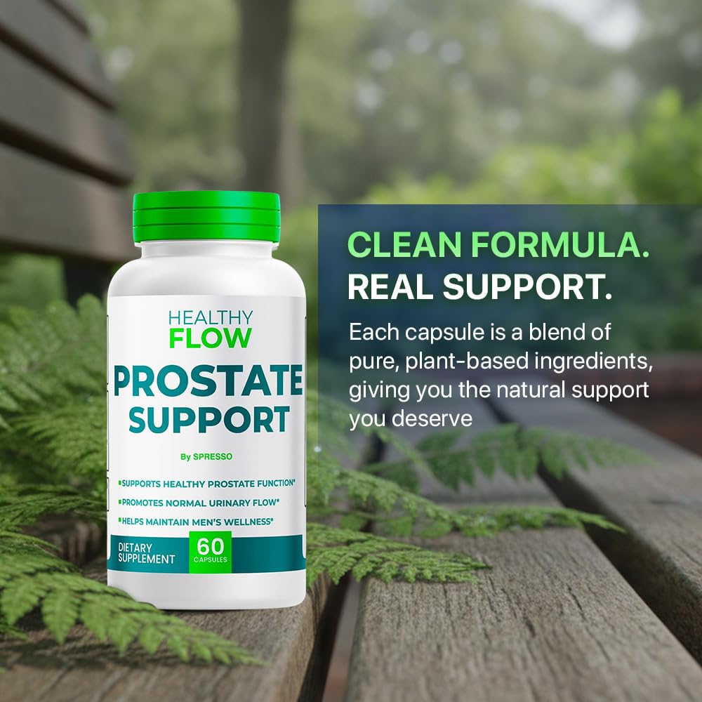 SPRESSO (2 Pack) Healthy Flow Capsules, All Natrual Prostate Support Supplement Pills with Premium Ingredients, Official HealthyFlow for Maximum Strength, Overall Health & Wellness (120 Capsules)