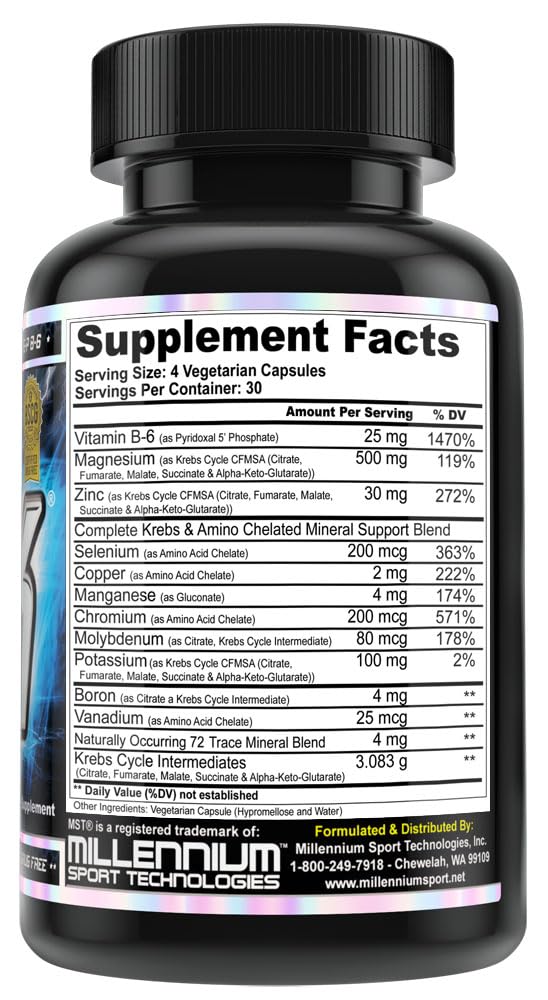 MST ZMK (Zinc & Magnesium as Krebs Chelates (as Citrate, Fumarate, Malate, Succinate, Alpha-Keto-Glutarate. With Mineral Support Blend & Trace Minerals. Support ATP, Sleep, Muscle Recovery, 120 V Caps