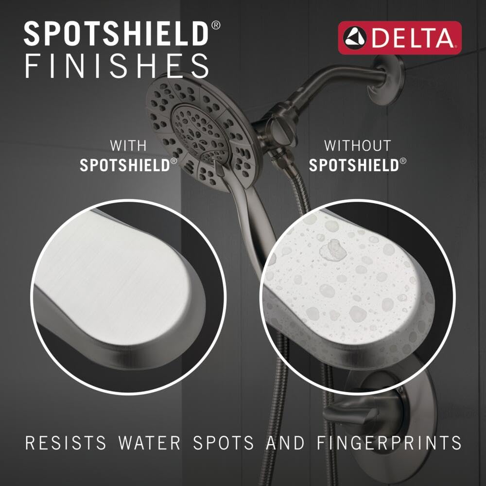 Delta Faucet Modern Raincan Square Single-Function Tub and Shower Trim Kit Brushed Nickel, Tub Faucet Set, Rainfall Shower Head, Spotshield Stainless T14468-SP-PP (Valve Not Included)
