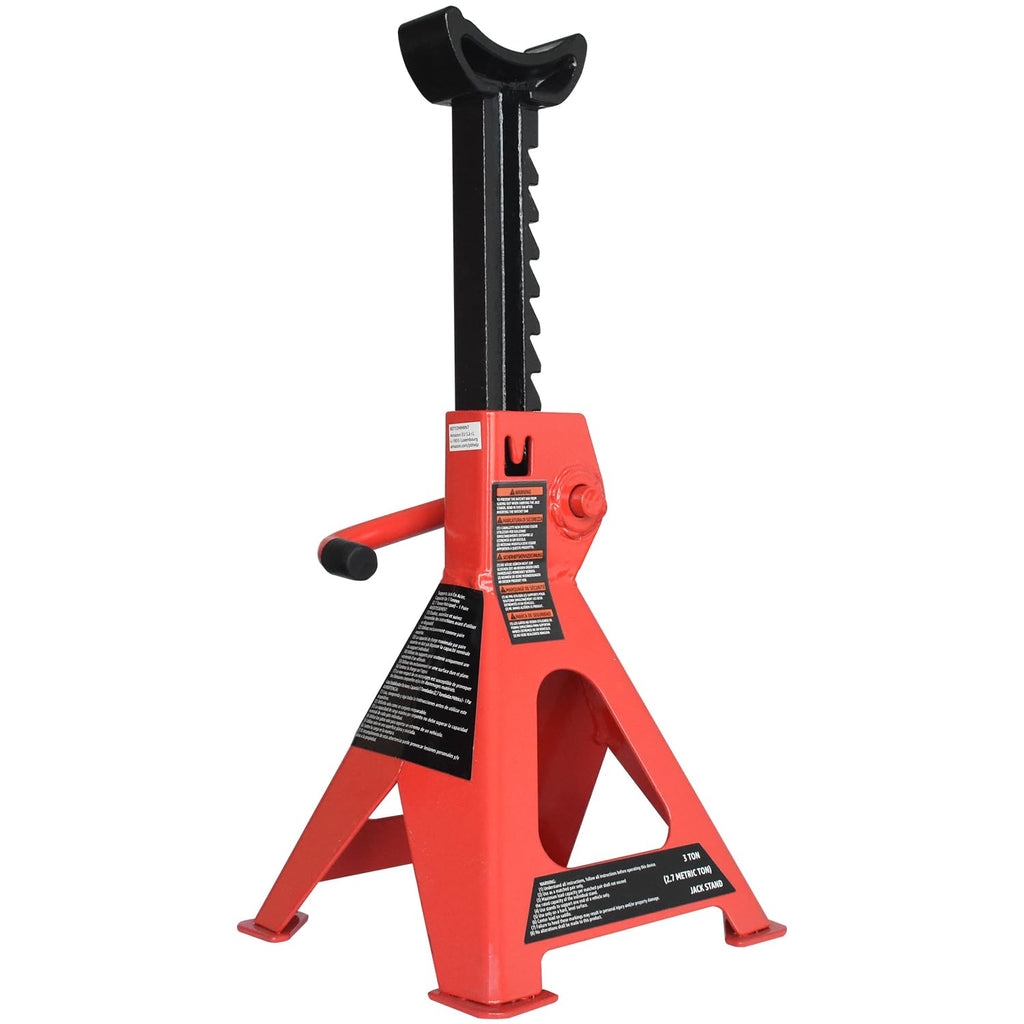 Amazon Basics Steel Jack Auto Stands, 3 Ton (2.7 metric Ton) Capacity, Easy to Use, Adjustable Height, 6,000 lb, 1 Pair, Black and Red(For Sedans and Urban SUVs)