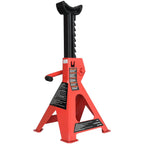 Amazon Basics Steel Jack Auto Stands, 3 Ton (2.7 metric Ton) Capacity, Easy to Use, Adjustable Height, 6,000 lb, 1 Pair, Black and Red(For Sedans and Urban SUVs)