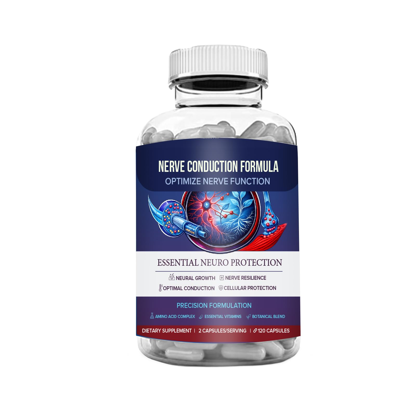 M PAIN MANAGEMENT TECHNOLOGIES Nerve Support Supplement - Nitric Oxide/L-Arginine - Feet Hand Legs Toe Maximum Strength Nerve Support Formula 120 Caps