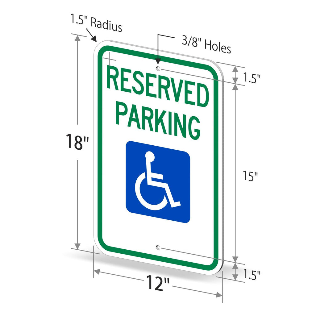 SmartSign - T1-1001-EG_12x18 Reserved Parking Federal Handicap Parking Sign By | 12" x 18" 3M Engineer Grade Reflective Aluminum