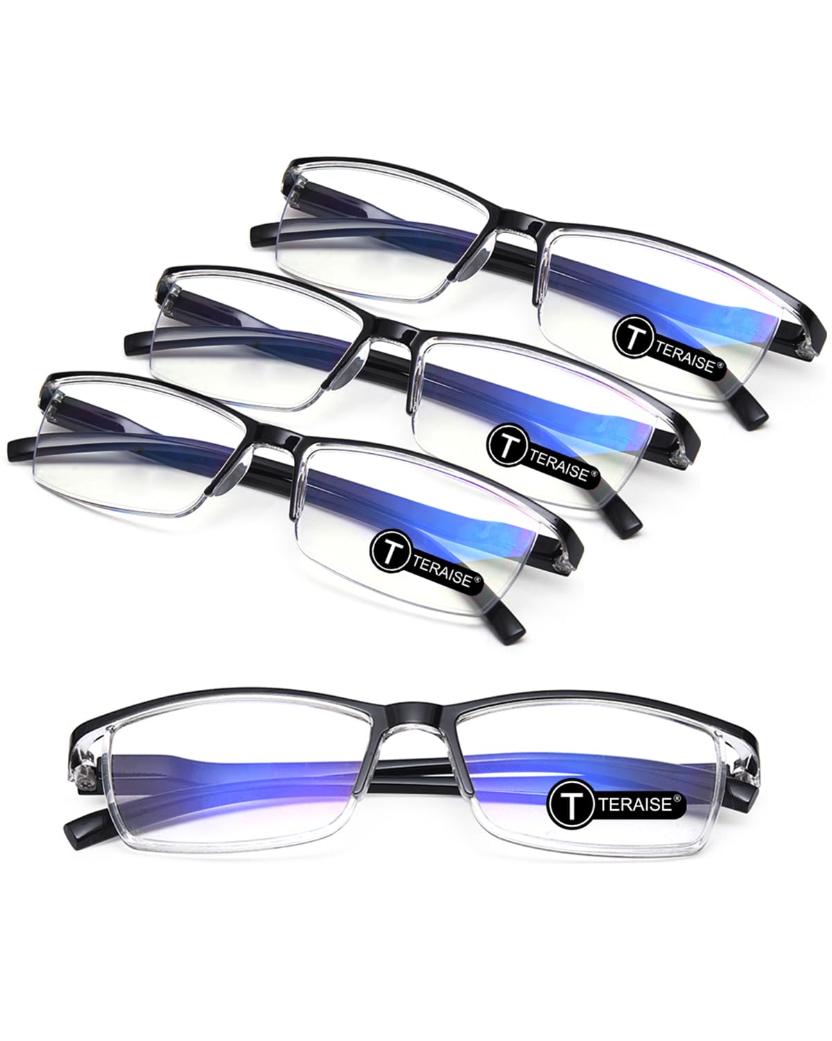 TERAISE 4PCS Fashion Anti-blue light Reading Glasses Men Women Computer Reader(2.25X)