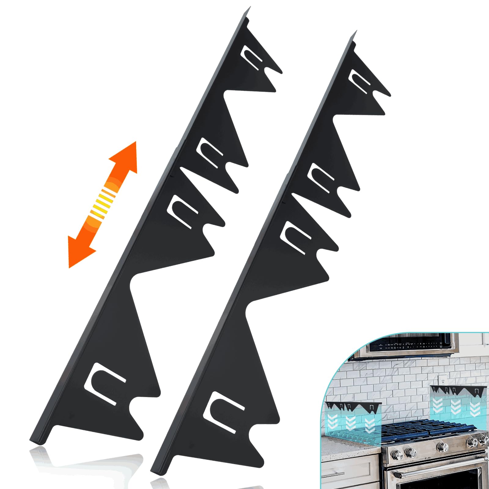 Stove Gap Covers Stainless Steel, 2 Pack Stove Gap Filler Easy Retractable Length 13.8" to 27.5", Width 0.79" Stove Gap Guards Range Trim Kit, Heat Resistant Guard Between Stove Top & Counter