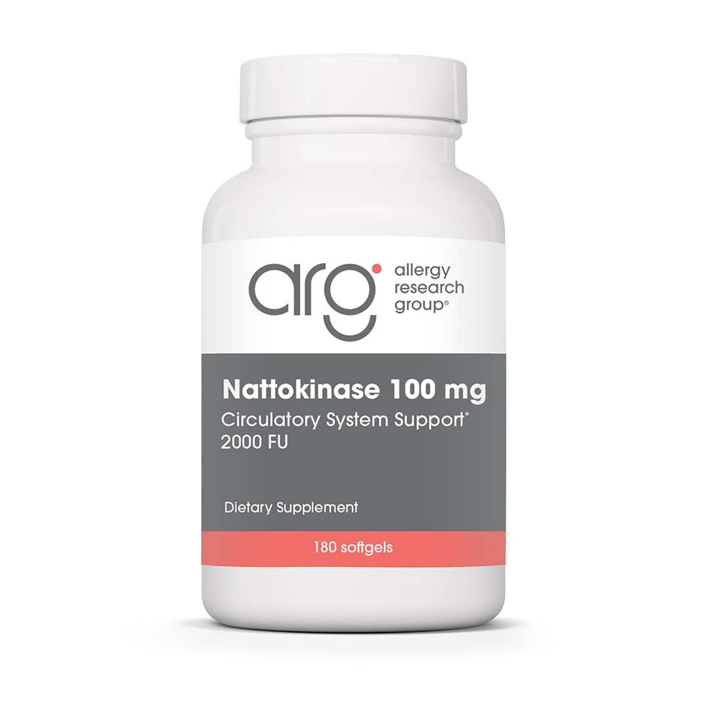 Allergy Research Group ARG Nattokinase 100 mg - Supplement to Support Healthy Circulation - Delivers 100 mg Nattokinase NSK-SD from Fermented Soybeans per Serving - 180 Servings - 180 Capsules