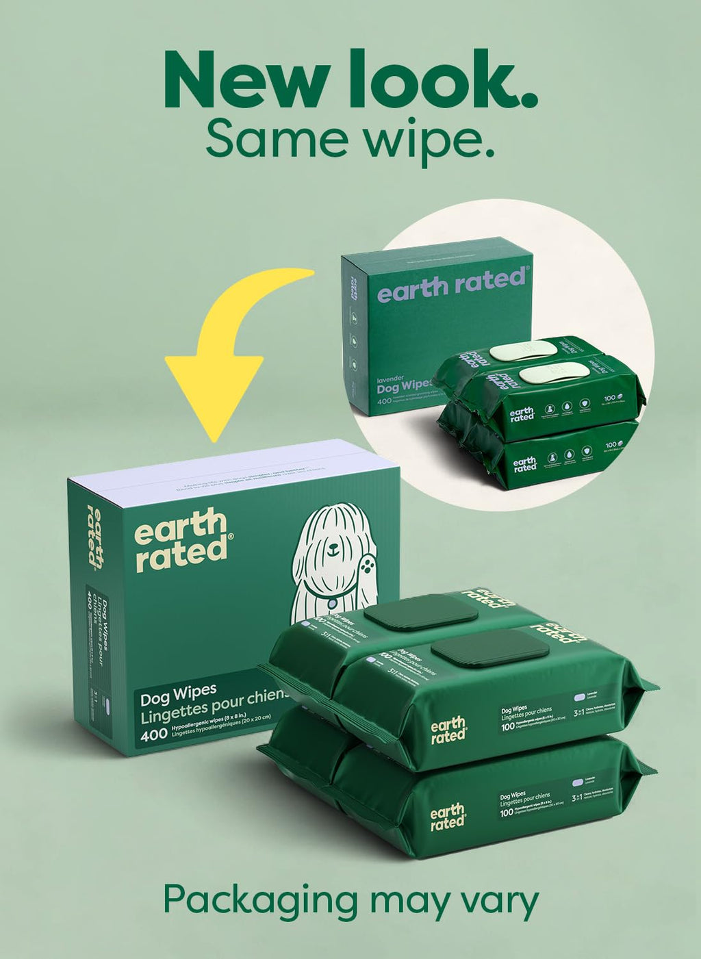 Earth Rated Dog Wipes for Paws & Butt, Deodorizing, Lavender, 400ct