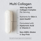 Sports Research® Multi Collagen Pills for Women & Men - Collagen Peptides (Type I, II, III, V, X) Enhanced with Hyaluronic Acid & Vitamin C - Gluten Free ­· Non-GMO - 90 Capsules
