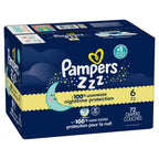 Pampers ZZZ Overnight Diapers, Size 6 (23-44 lbs), 72 Count, Nighttime Protection Disposable Baby Diaper