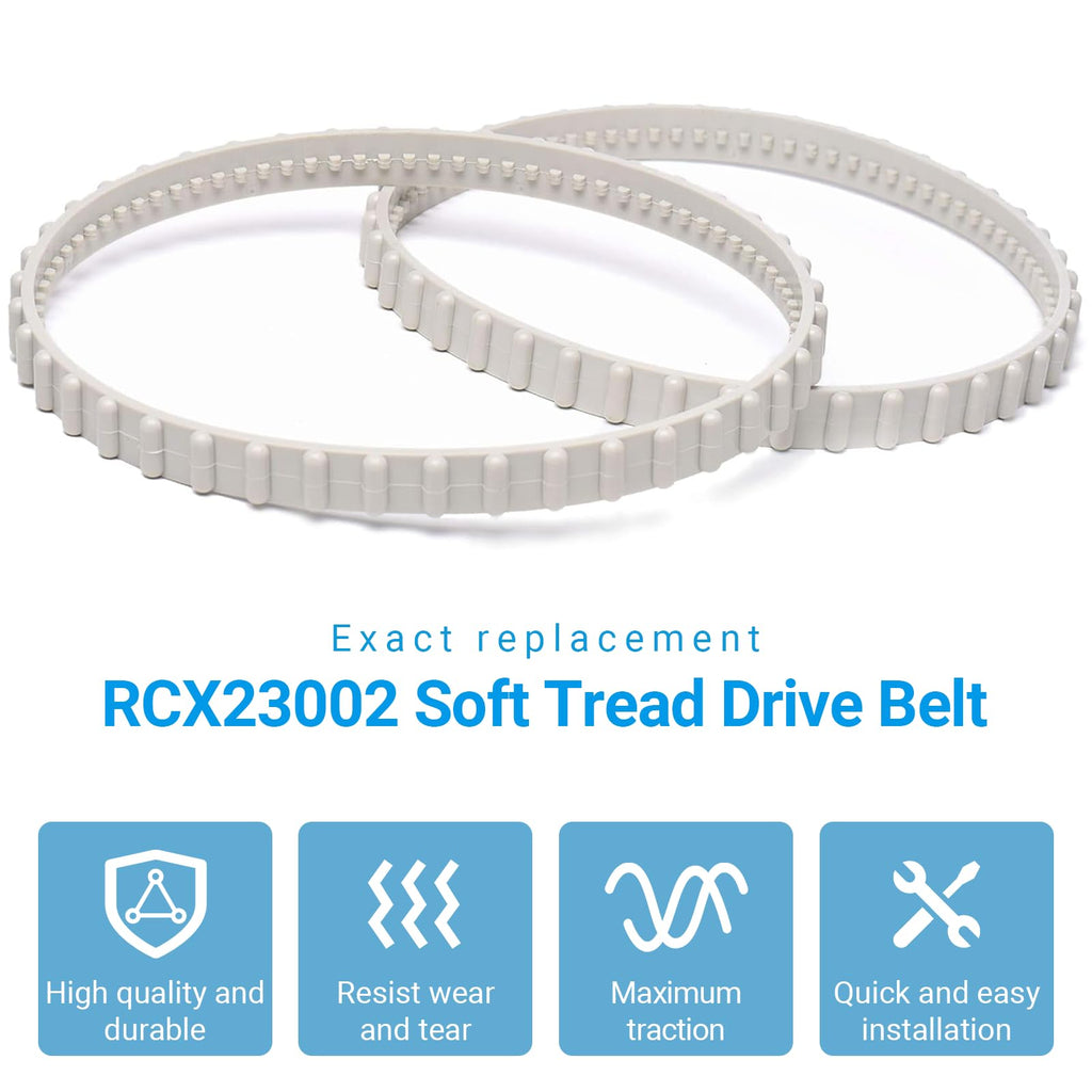 (2 Pack) AR-PRO RCX23002 Replacement Soft Tread Drive Belt - Premium, Heavy-Duty Rubber Pool Cleaner Parts | Compatible with Aquavac Tiger Shark (Plus and QC) and SharkVac Pool Cleaners