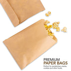 Paper Sandwich Bags Kraft Brown (200 Pack), Food Grade Unbleached Kraft Paper for Bakery, Cookies, Treats, Snacks, Sandwiches