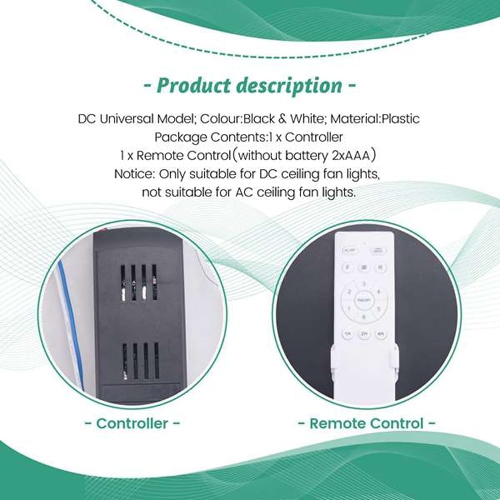 uaelua Universal Ceiling Fan Remote Control Kit Replacement, 6-Speed & Timing, Remote Replacement for 24V DC Ceiling Fan Light