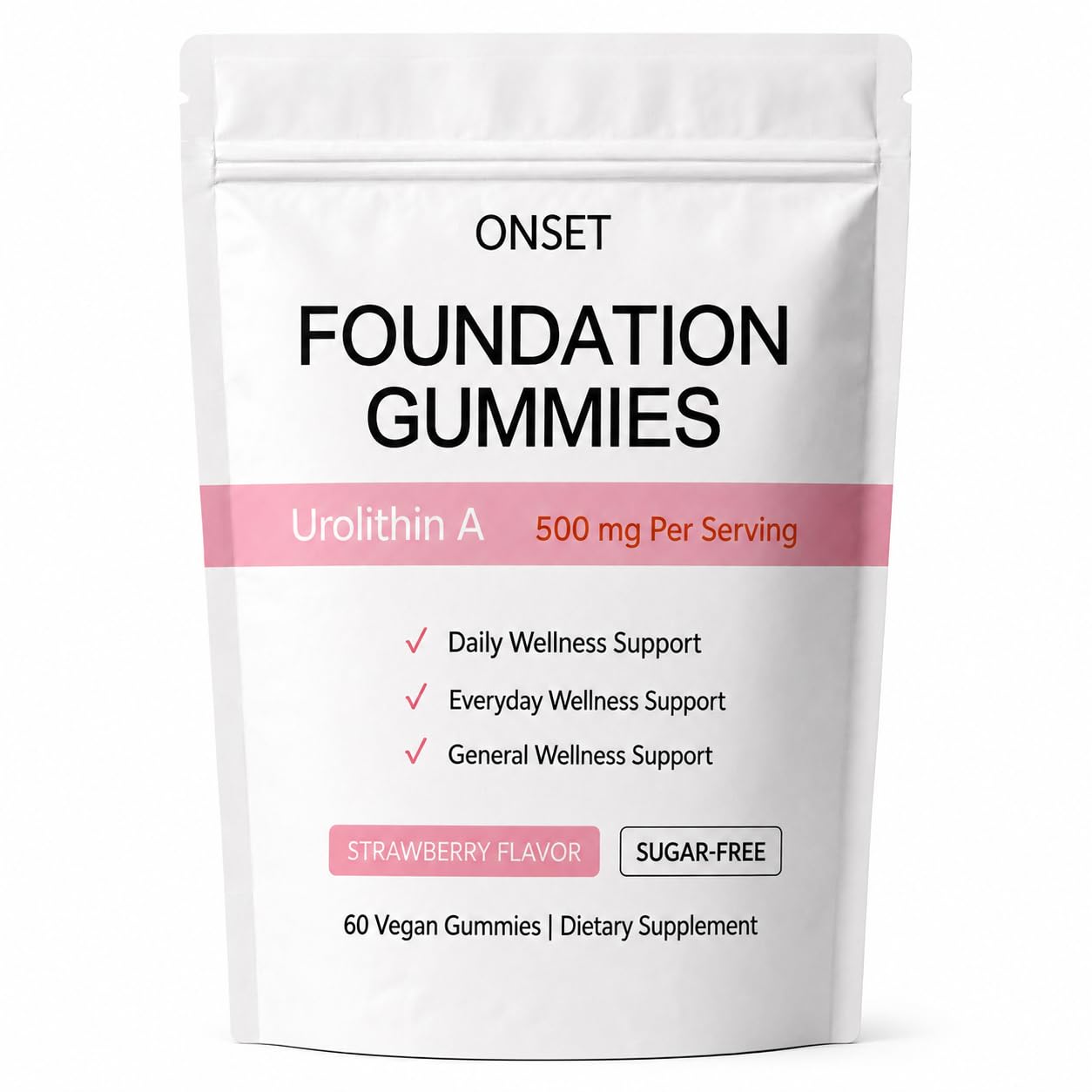 ONSET Foundation Gummies, Strawberry Flavored, 60 Gummies