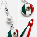 Handmade 925 Silver Plated Long Tassel Earring,Premium Mexican Heritage Jewelry,Patriotic Festival Gift Mothers Party Boho