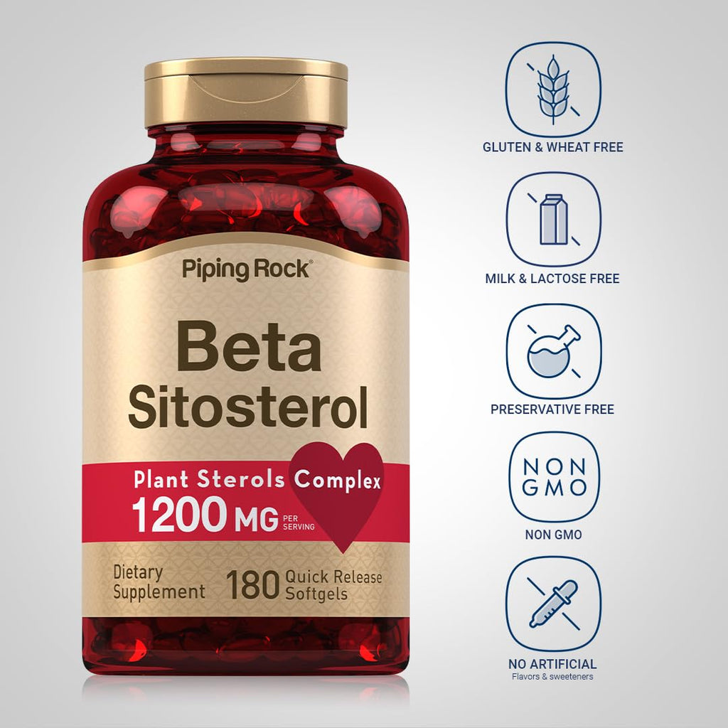 Piping Rock Beta Sitosterol Supplement for Men | 1200 mg | 180 Softgels