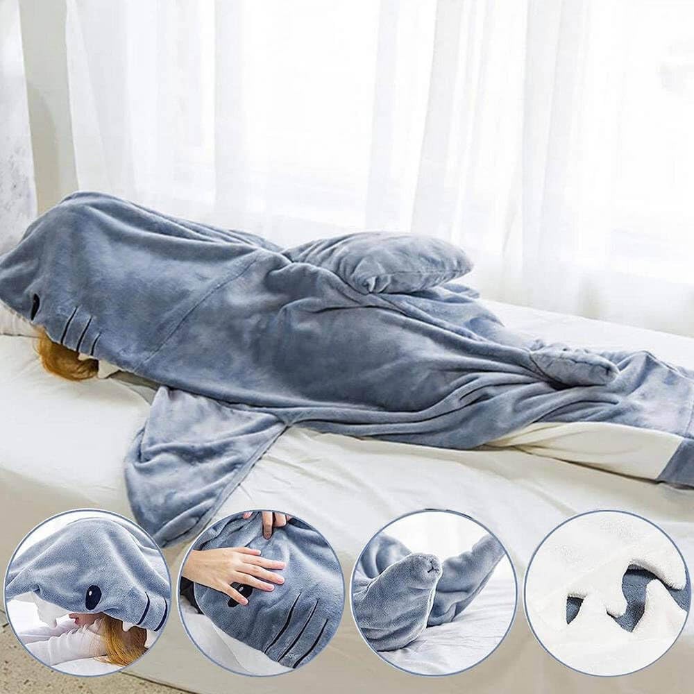 inkArts Shark Blanket Hoodie - Adult Shark Sleeping Bag & Cozy Flannel Hoodie