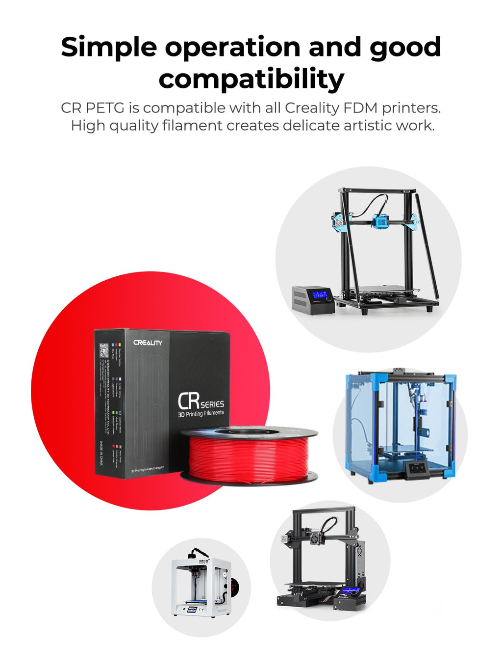 Creality PETG Filament 1.75mm, Excellent Toughness High Precision, Odorless Non-Toxic Moistureproof, 1 kg(2.2lbs), Accuracy +/- 0.02mm (Green)