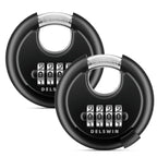 DELSWIN 4-Digit Disc Combination Lock Outdoor - Heavy Duty Combination Padlocks with Hardened Steel Shackle Weatherproof Combo Locks for Gates,Sheds,Fence,Storage Unit (3/8" Shackle, Black,2 Pcs)