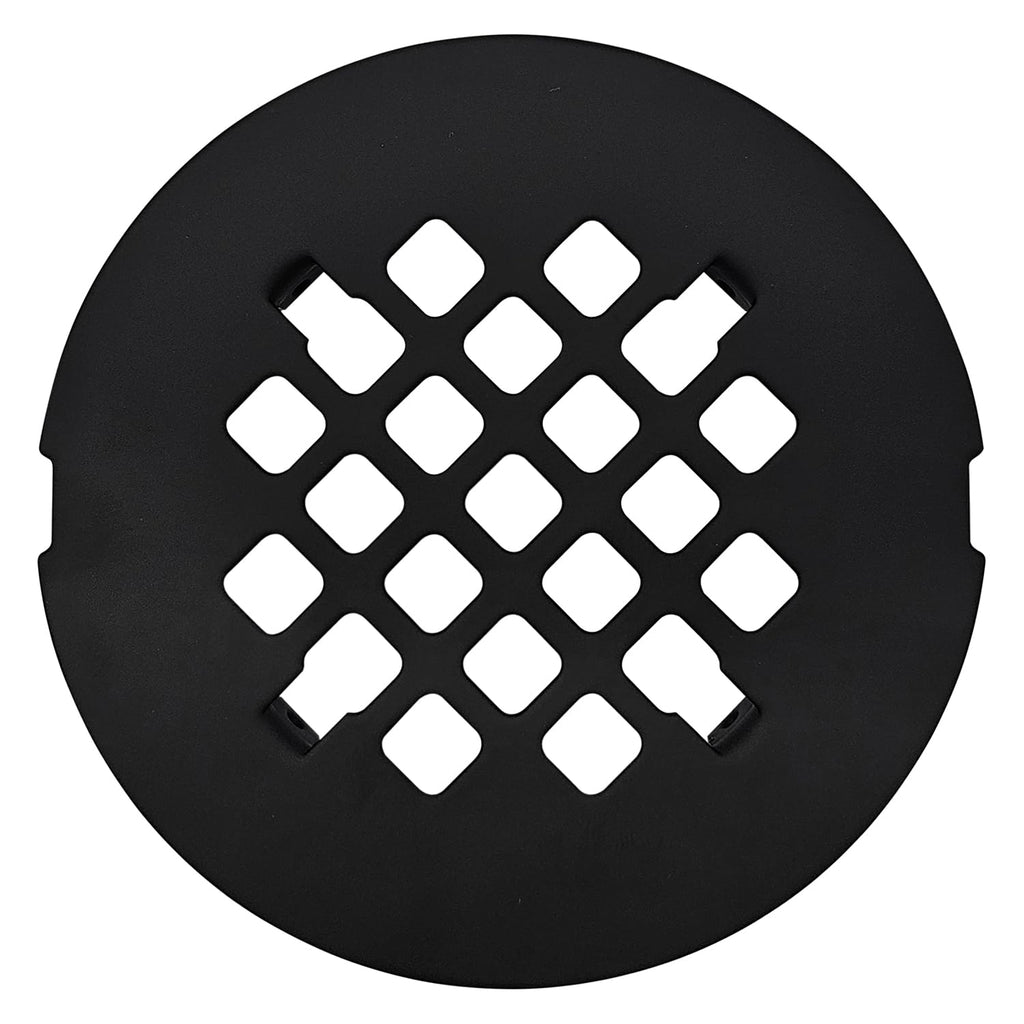 LXLOTUS 4 ¼” Matte Black Snap-in Shower Drain Cover - Premium Round Black Grate Replacement - 4.25" OD Strainer - Easy Install - Durable Solid Brass Construction