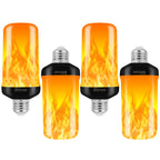 Bitrue LED Flame Effect Light Bulb, 4 Modes Flame Light Bulbs, E26 Base Fire Light Bulb with Gravity Sensor,Flickering Light Bulbs Halloween Home Party(4 Pack)