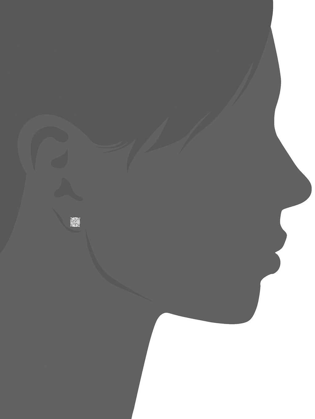 Amazon Essentials Platinum Plated Sterling Silver Cushion Cut Cubic Zirconia Stud Earrings (5mm)